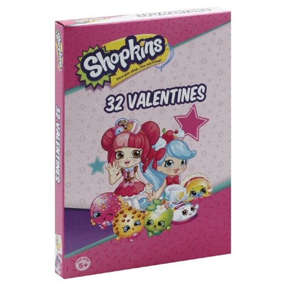 SHOPKINS 32 VALENTINES FRIENDSHIP CARDS NEW - Picture 1 of 1